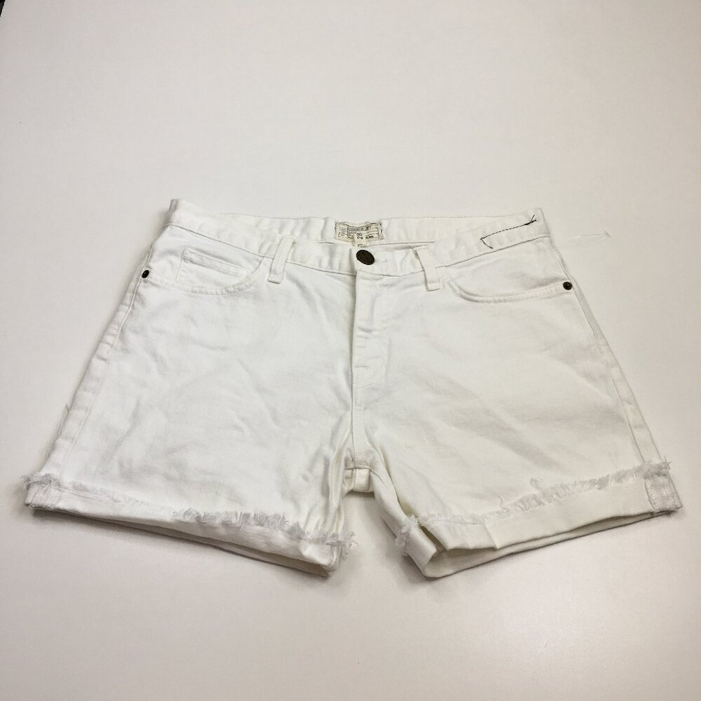 CURRENT ELLIOTT Sugar Wash The Boyfriend Roll Short Cuffed Raw Hem Denim Shorts